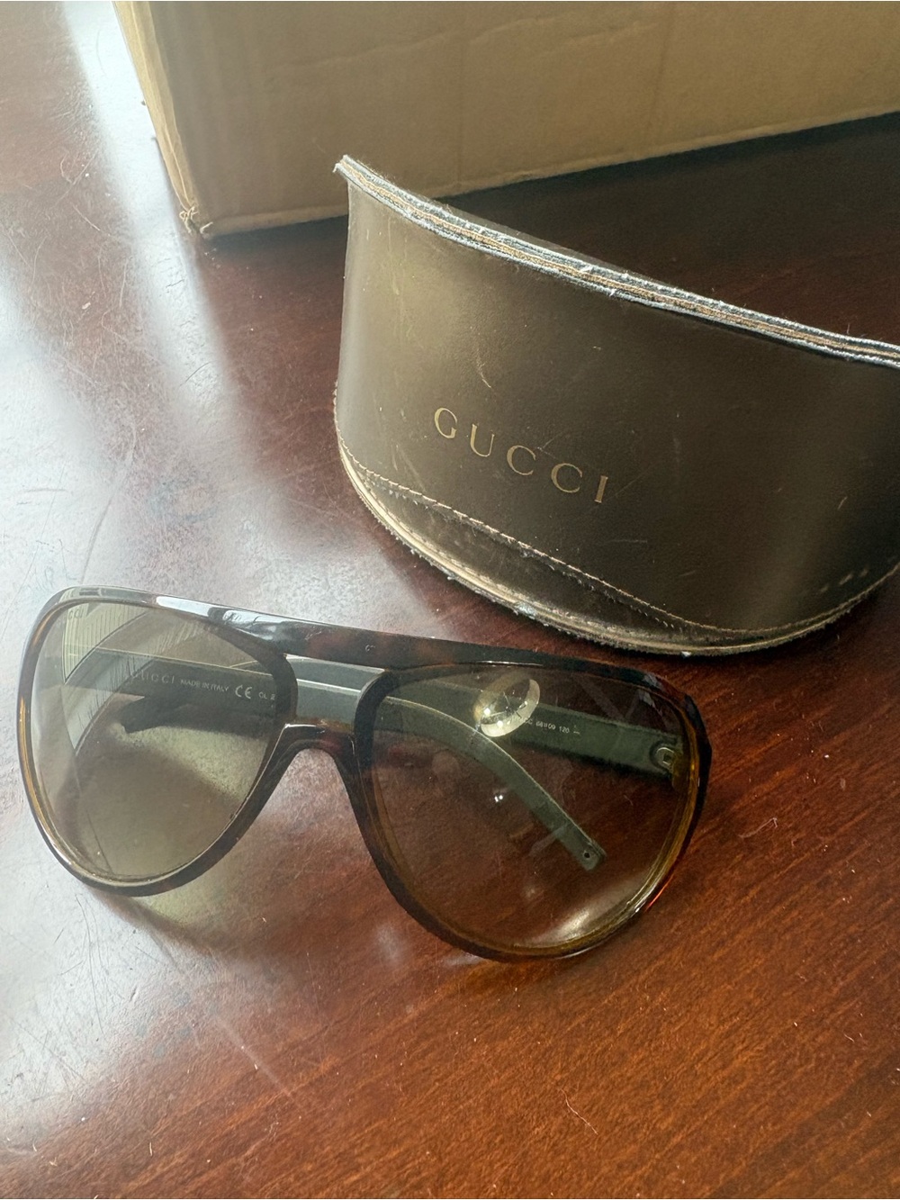 Gucci Brown Tortoiseshell Shield Sunglasses